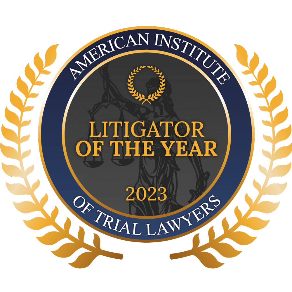2023 Litigator of the year award badge