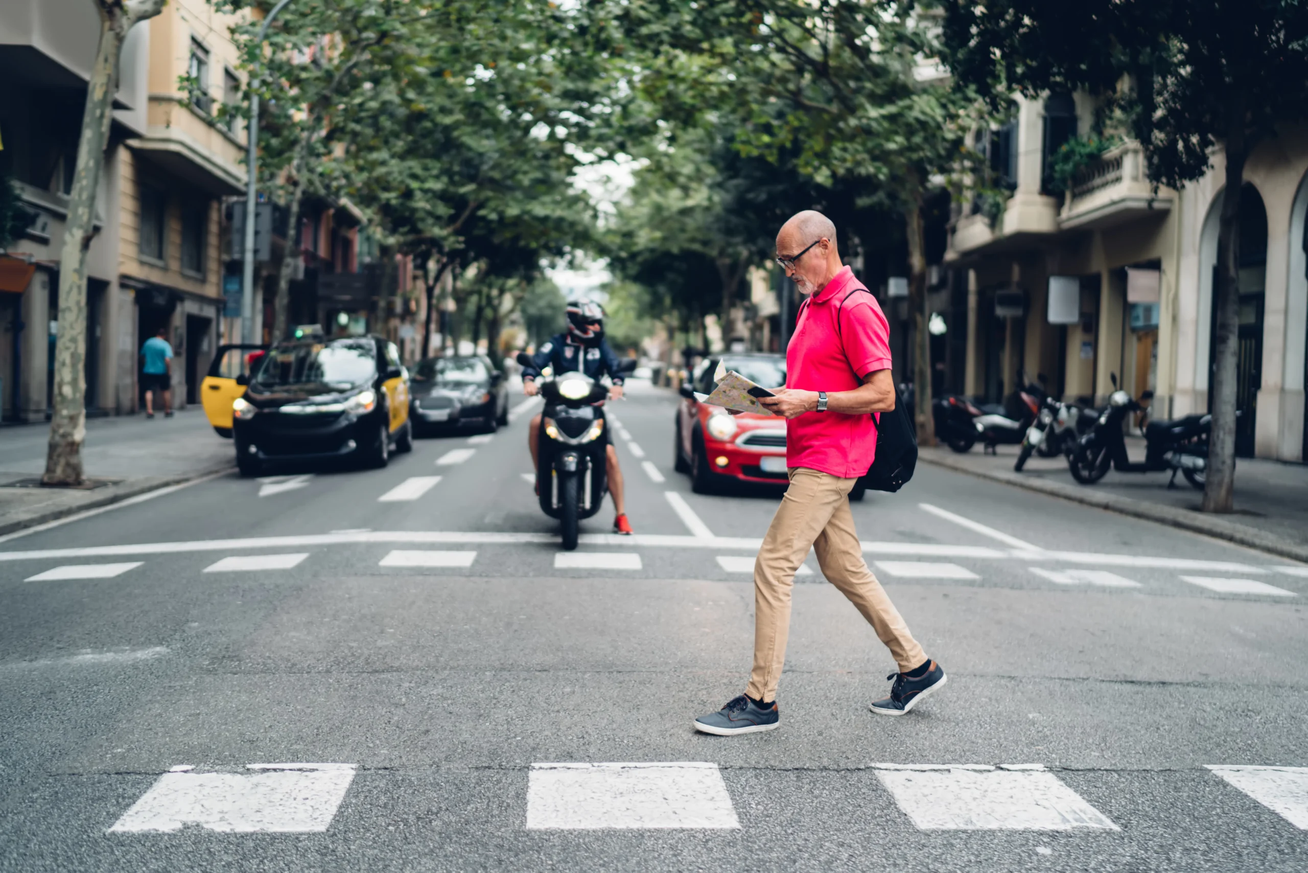 pedestrian accident man crossing street - Pemberton Personal Injury Law Firm