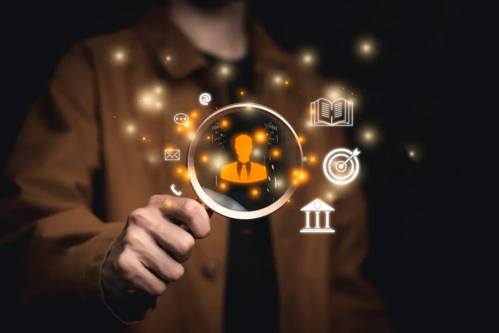 Magnifying Glass Focusing On A Professional Person