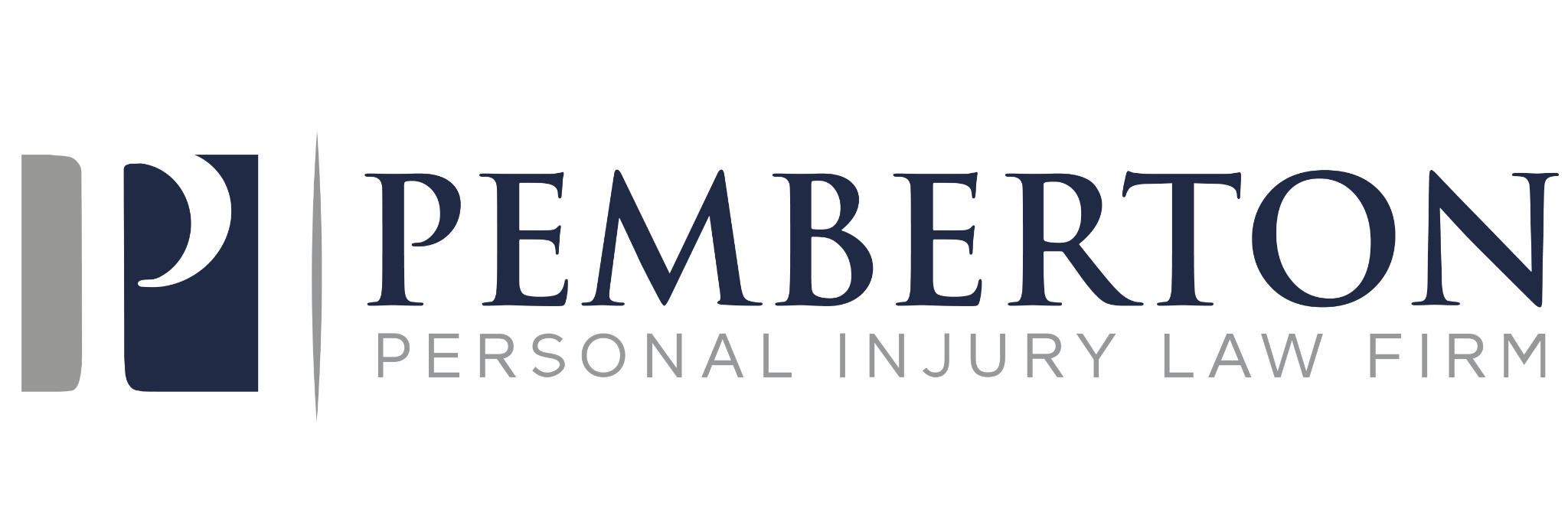 Pemberton Personal Injury Law Firm logo in blue with clear background