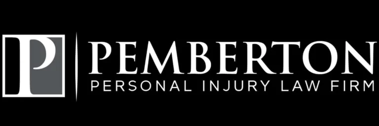 black, gray, and white logo for pemberton personal injury law firm