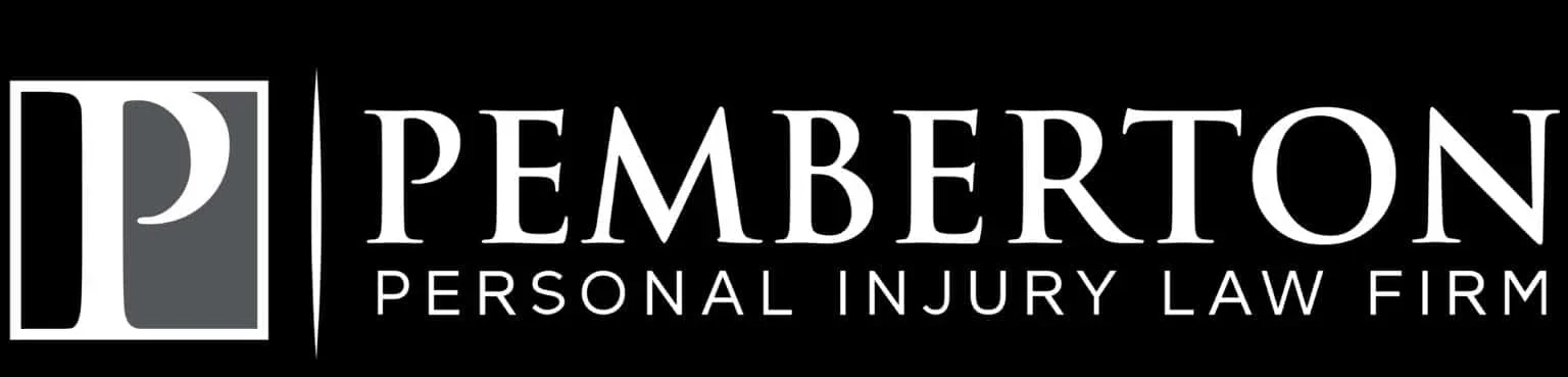 black, gray, and white logo for pemberton personal injury law firm