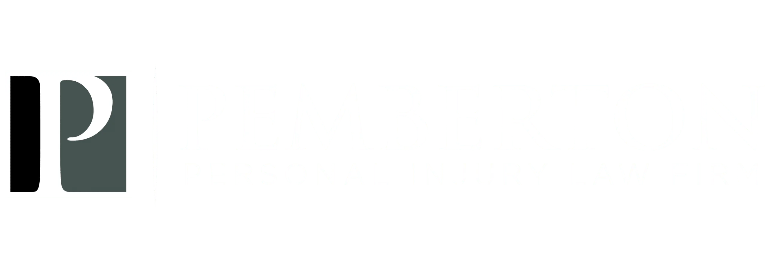 Pemberton logo with white font and transparent background