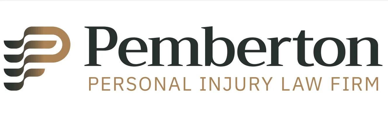 new logo for pemberton personal injury law firm, it is gold and black with a white background