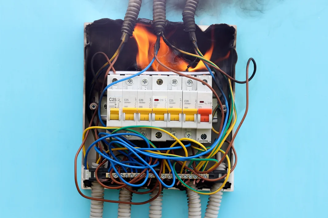 an electronics product catches fire causing potential danger to a consumer