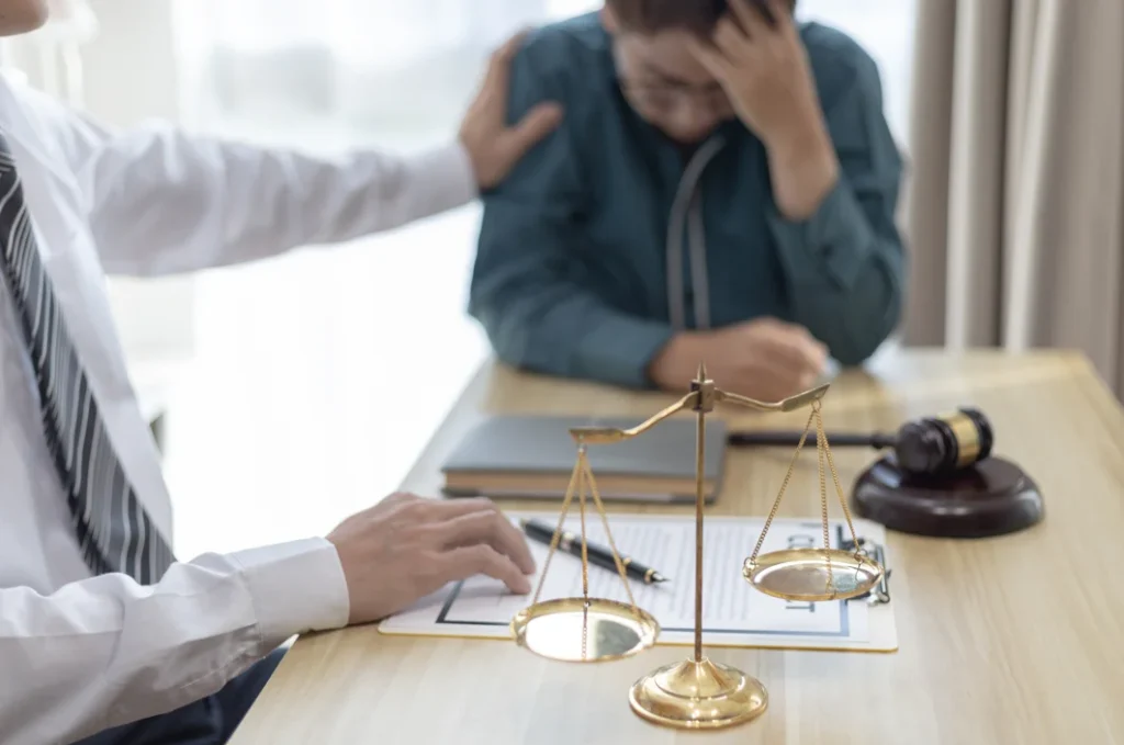 an emotionally distressed client talks with a professional