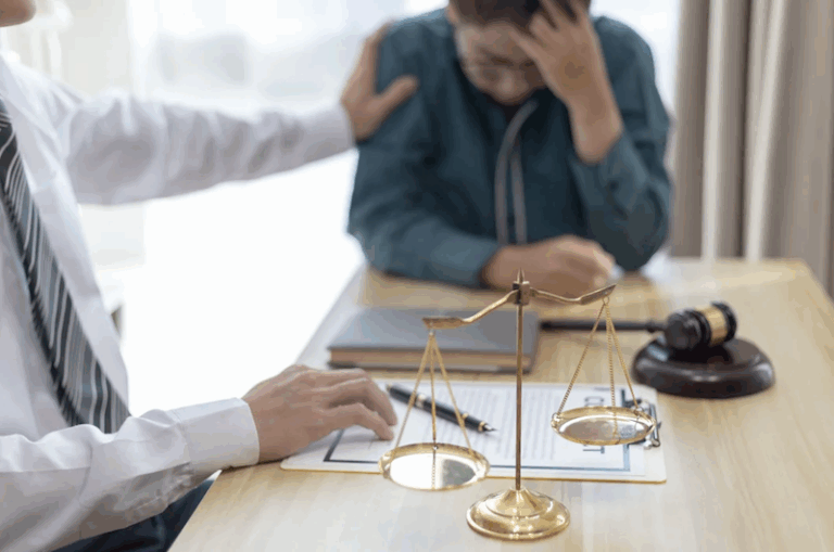 Personal injury lawyer showing compassion to a concerned client