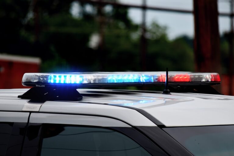 Closeup Picture of Flashing Police Lights