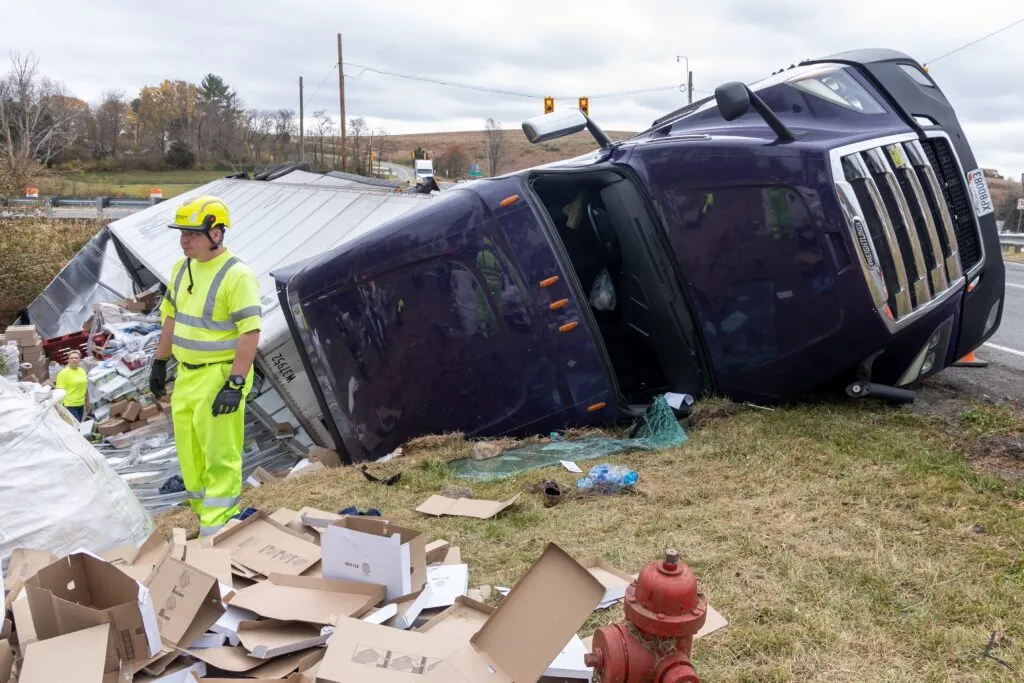 Overturned Semi Truck