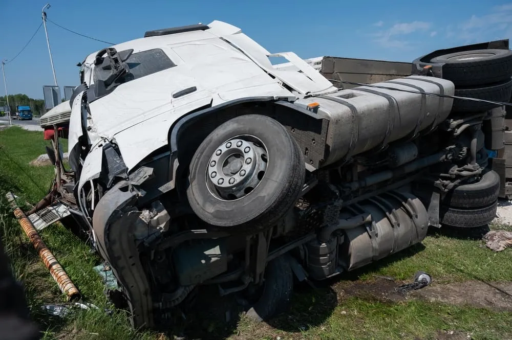 A Truck Overturned In A Traffic Incident