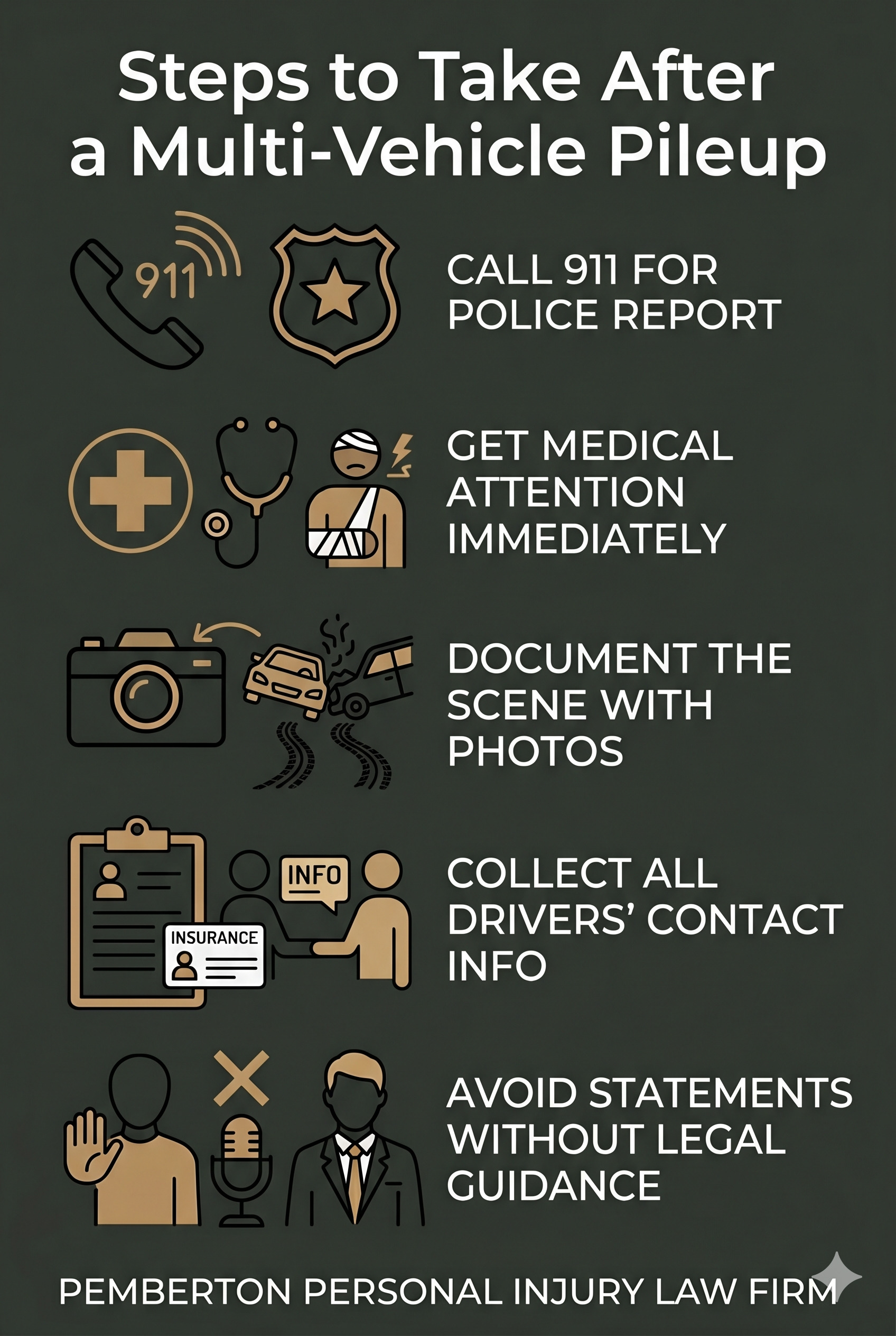 Infographic How to Handle a Multi Vehicle Pileup Accident Claim - Pemberton Personal Injury